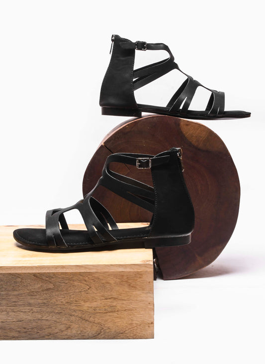 Jm Looks gladiator sandals with multiple straps and a back zipper
 Black