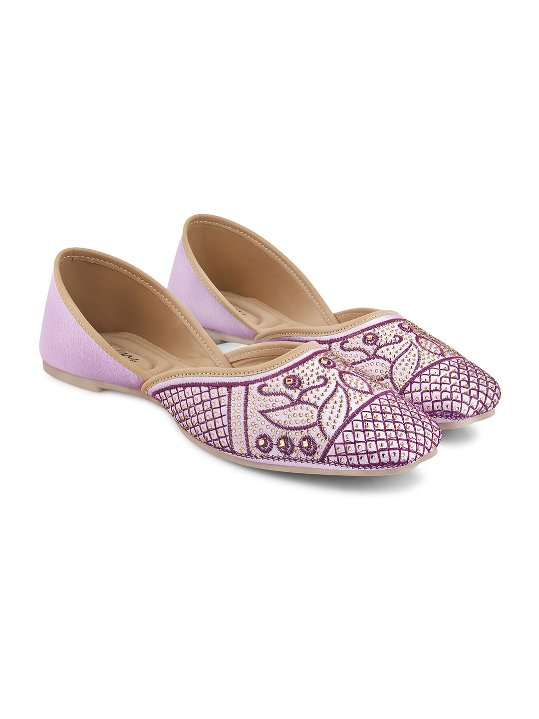JM Looks women's juttis with intricate embellishments and a traditional design
 Purple