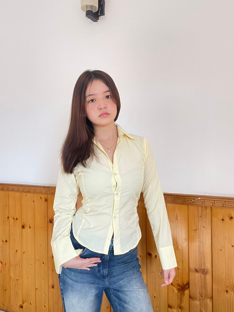 White Fitted Shirt with Back Lace-Up