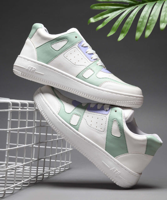 Jm Looks Women's White-Blue Sports Sneakers – Lightweight Running Shoes Green