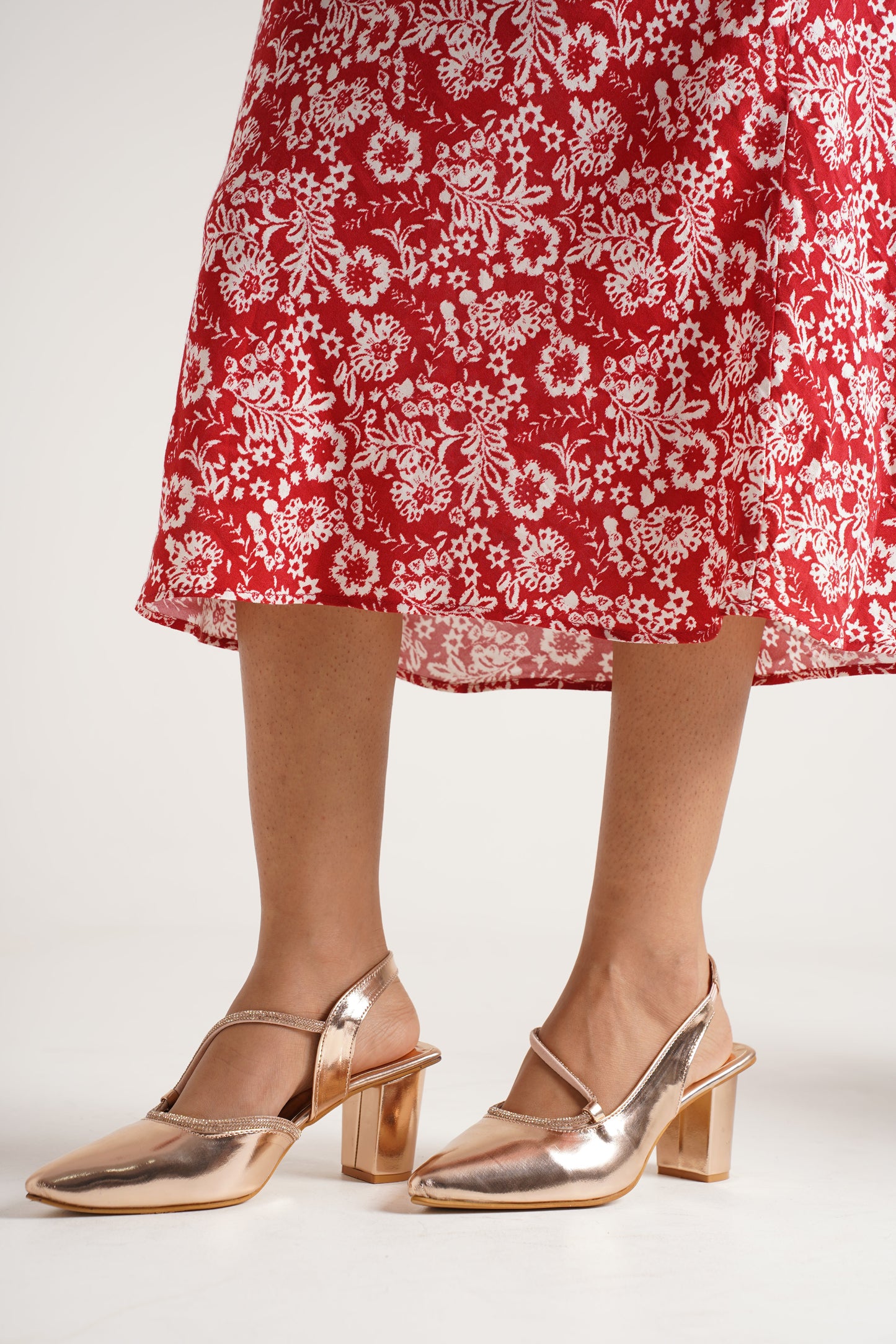 Jm Looks dazzling embellished slingback pumps with a block heel
 Golden