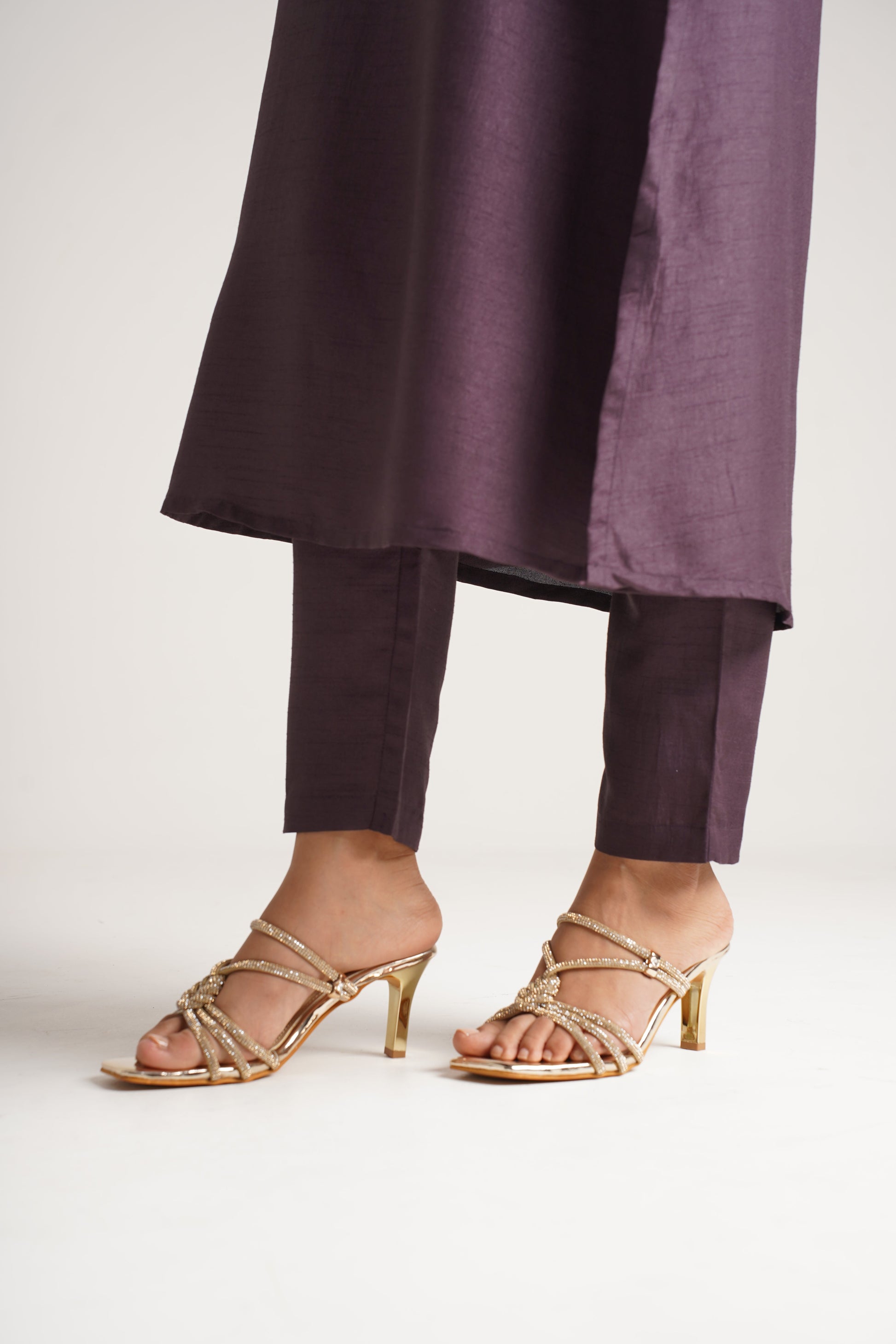 Jm Looks dazzling embellished strappy stiletto sandals
 Golden