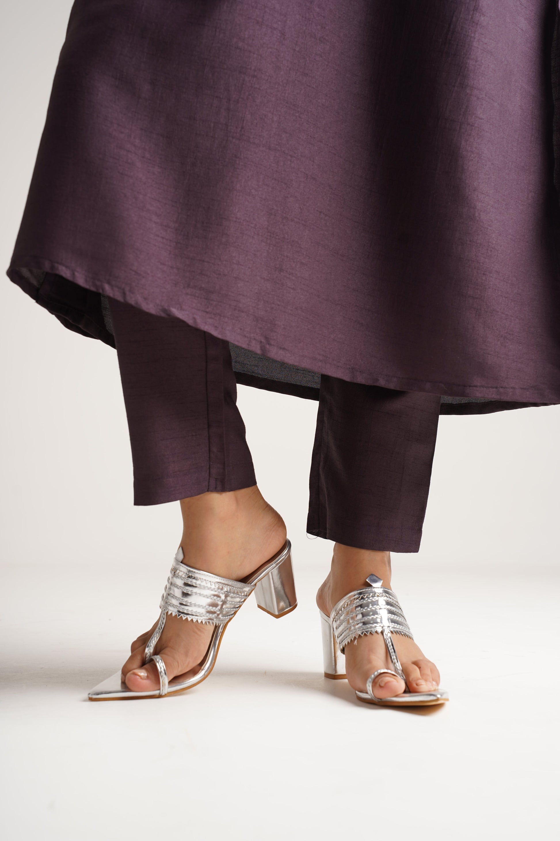 classic toe-ring block heels with a structured upper design
 Silver