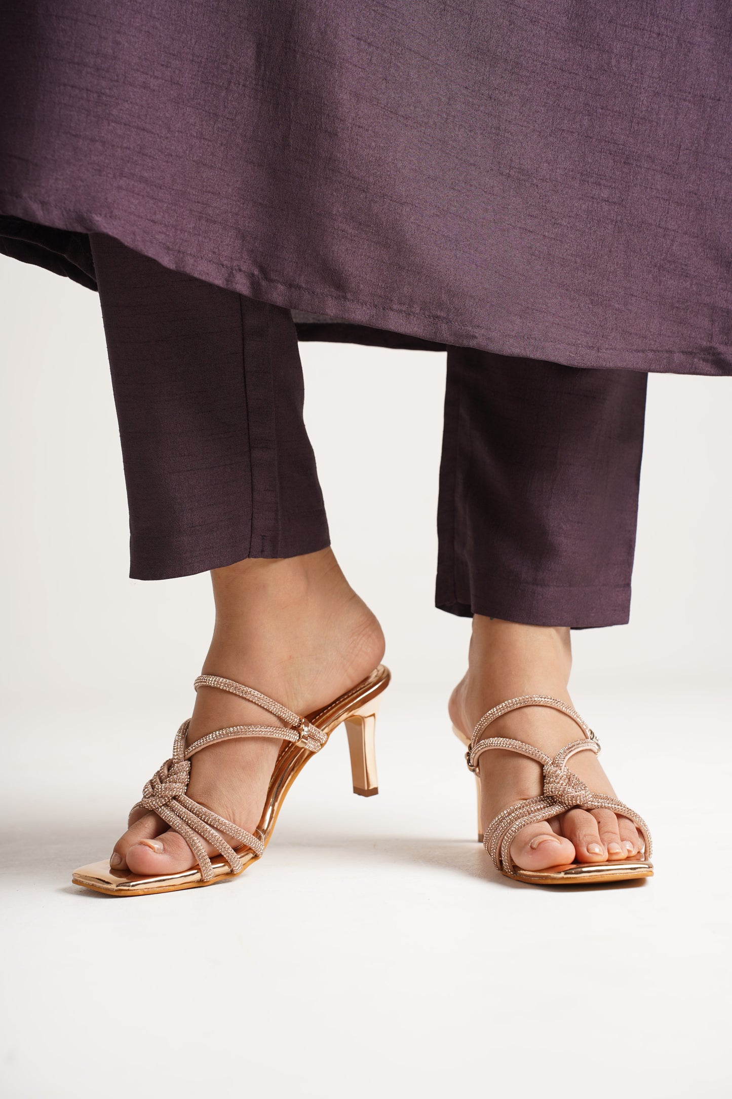 Jm Looks dazzling embellished strappy stiletto sandals
 Copper
