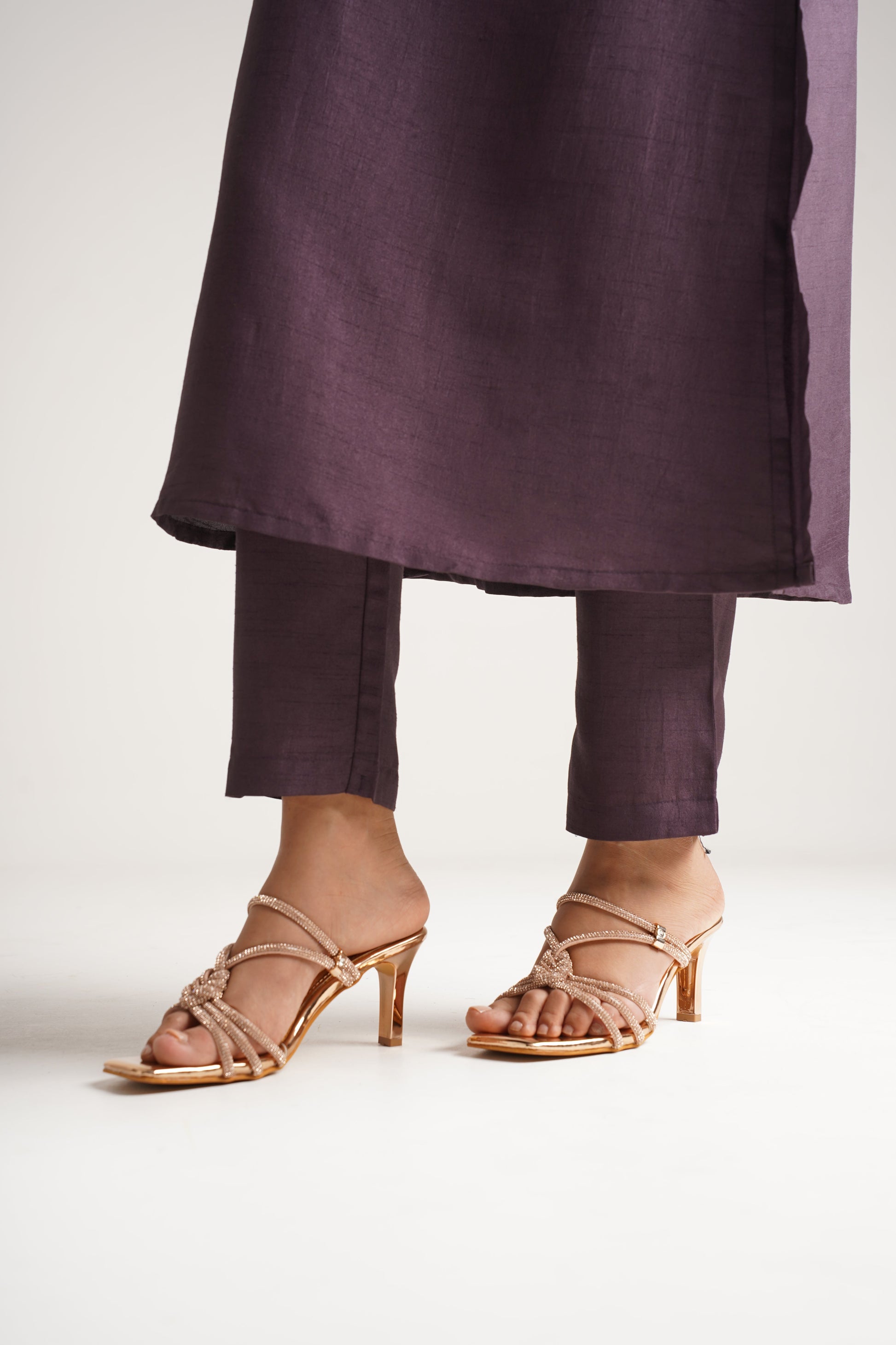 Jm Looks dazzling embellished strappy stiletto sandals
 Copper