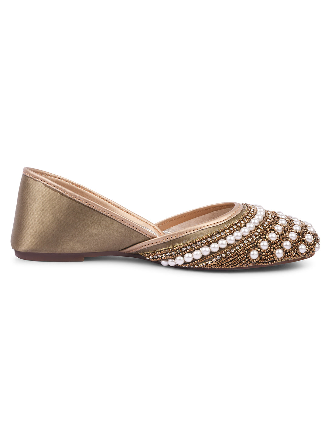 Ethnic Embellished Square Toe Mojaris for Women and Girls at JM LOOKS Green