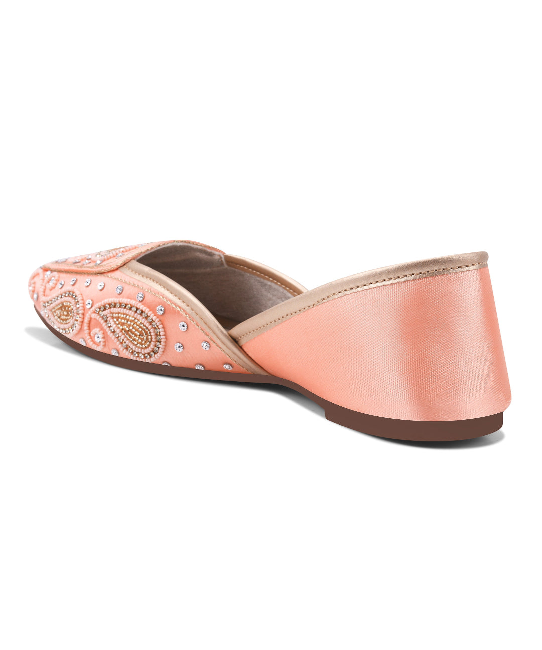 Women Pink Embellished Beaded Round-Toe Royal Stone & Threadwork Ethnic Juttis