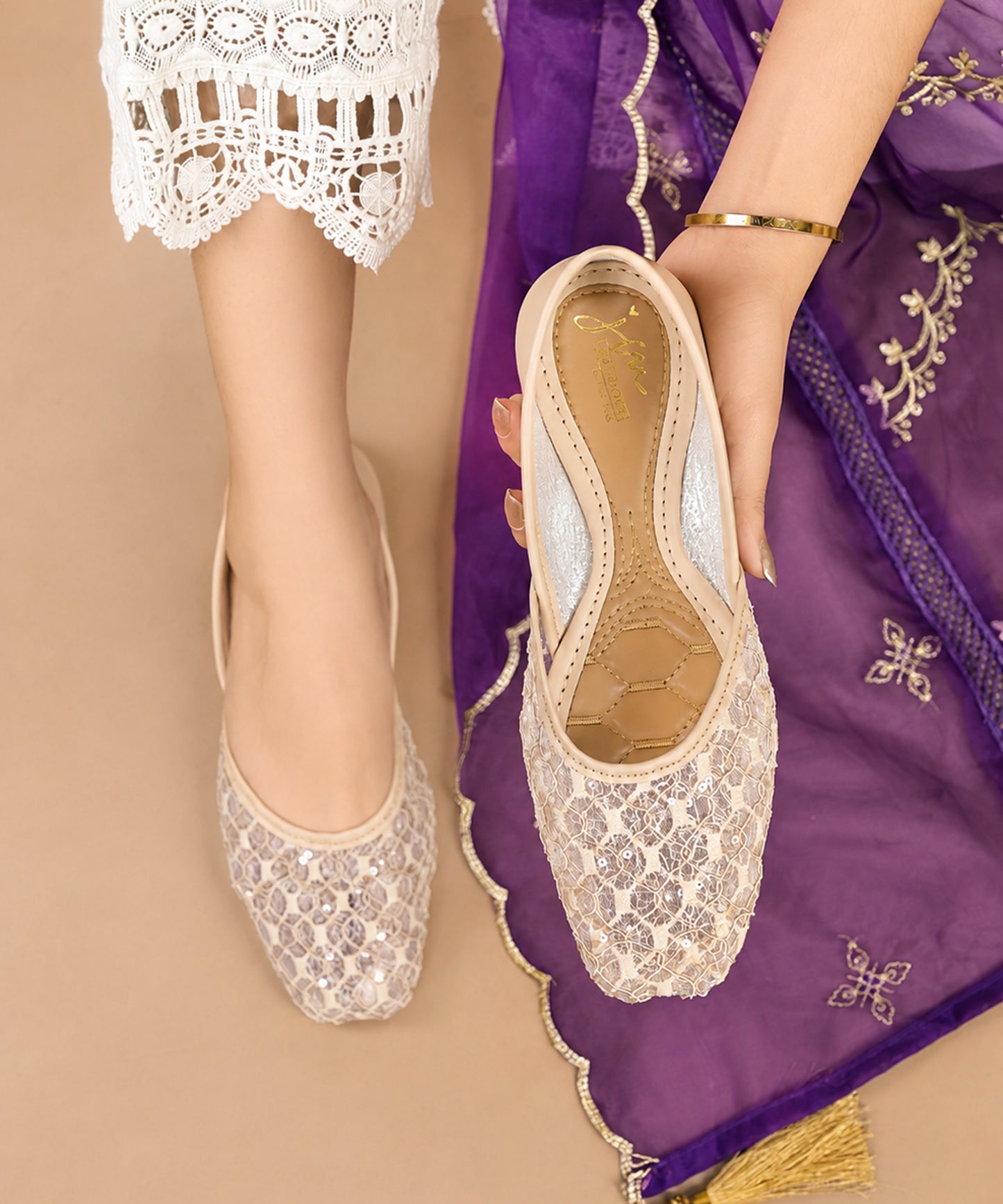 Elegant Mesh Lace Wedge Heels