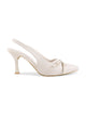 Belt buckle detail slingback stiletto pointed toe heel in Cream / 36