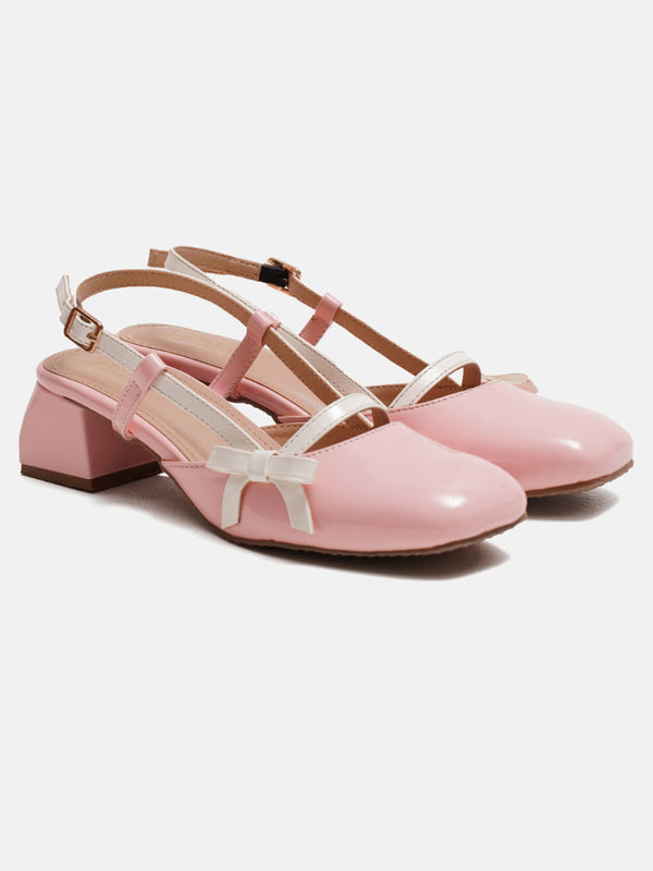 Mary Jane Shoes Block Heels with Ankle Strap Pink