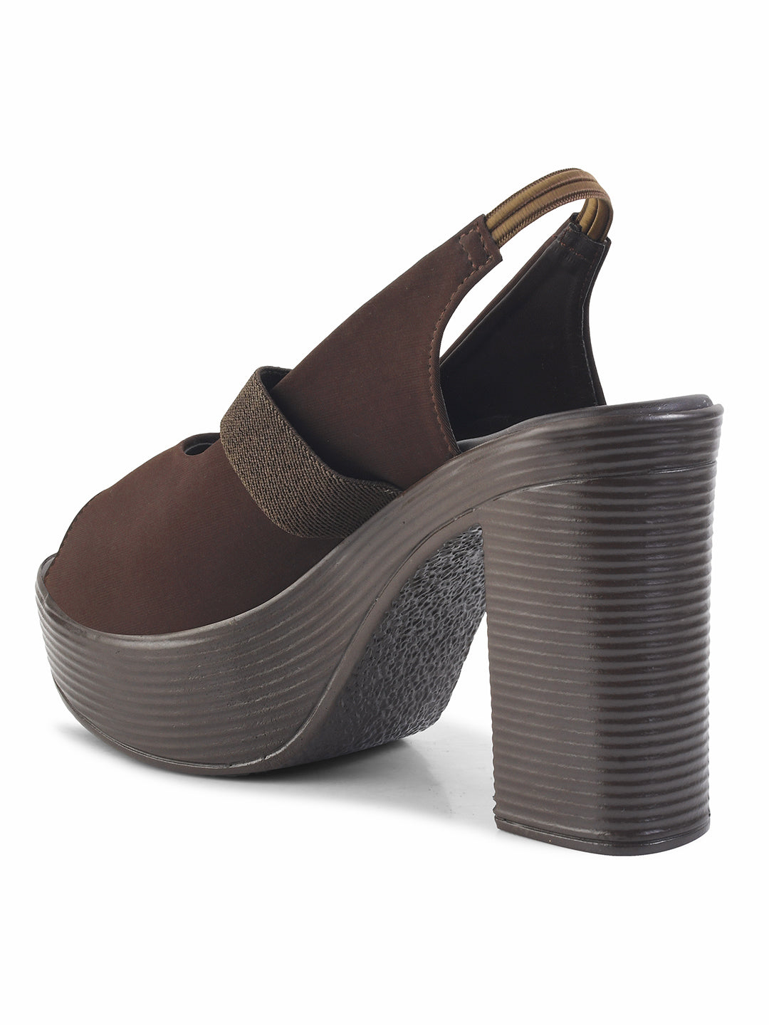 JM Looks women's platform sandals with a peep toe, midfoot strap, and slingback
 Brown
