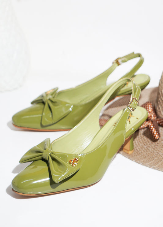 JM LOOKS | Slingback Bellie Heels With Bows Sandals for women & girls Green