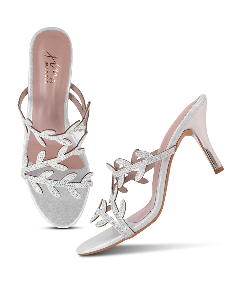Sparkling Rhinestone Strap Heeled Sandal