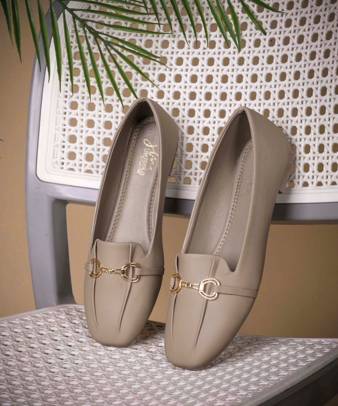 Chiku Women Square Toe Ballet Flats with Metallic Horsebit