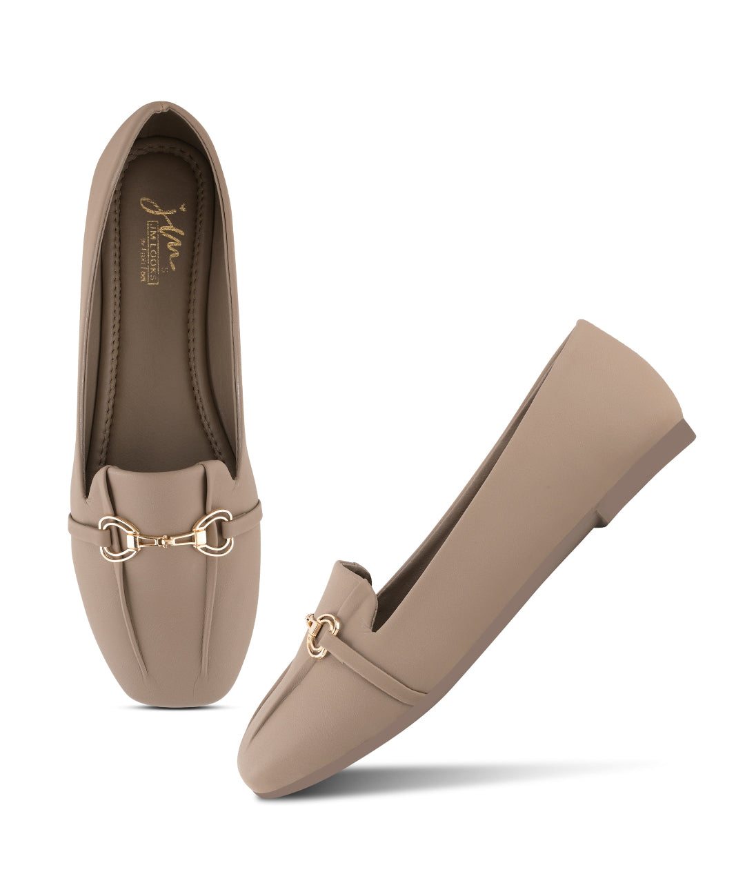 Chiku Women Square Toe Ballet Flats with Metallic Horsebit