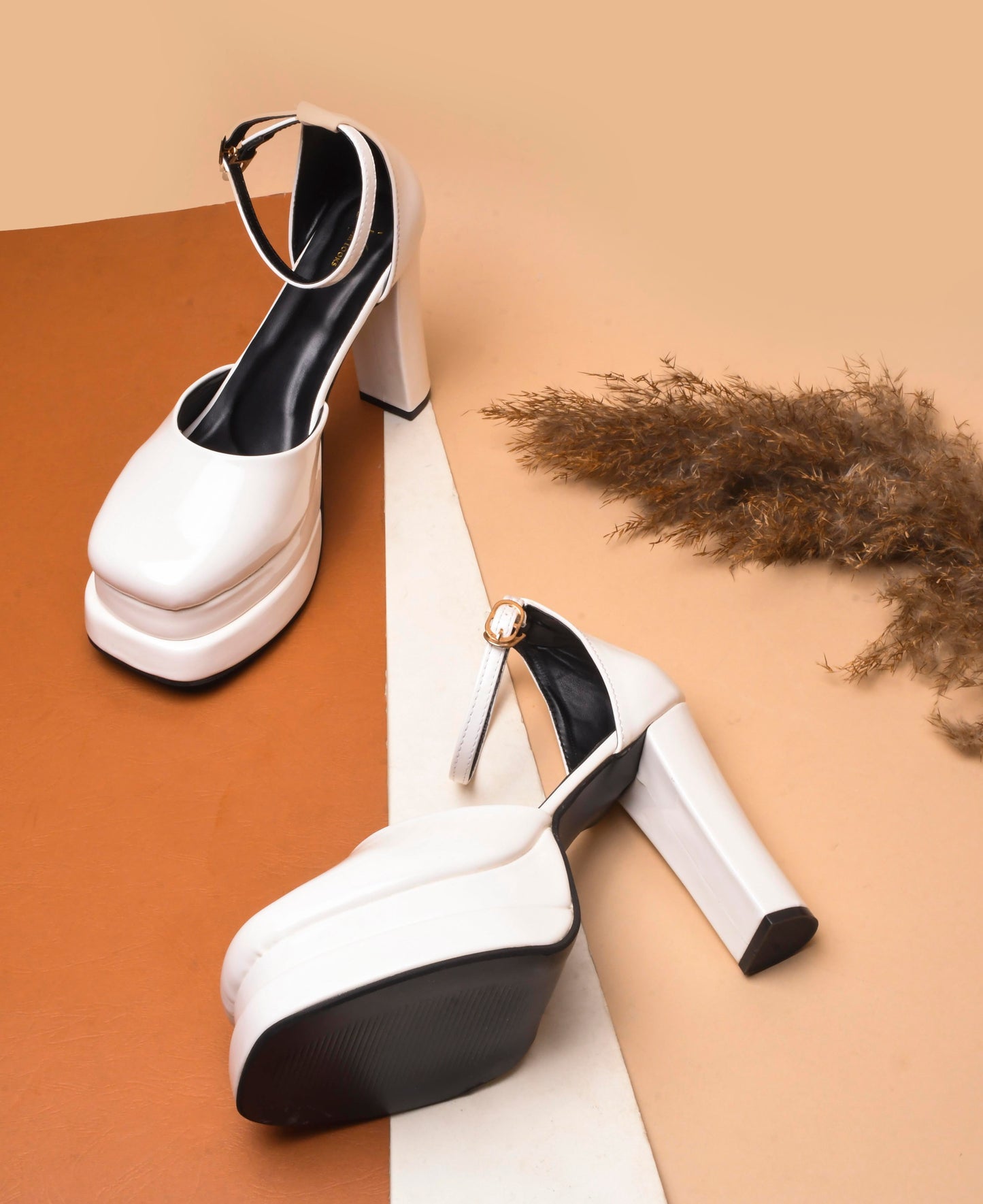 Jm Looks open-toe heels with sparkling straps and matching heel
 White