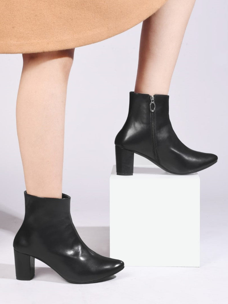 JM Looks Women's Pointed Toe Block Heel Ankle Boots - 3