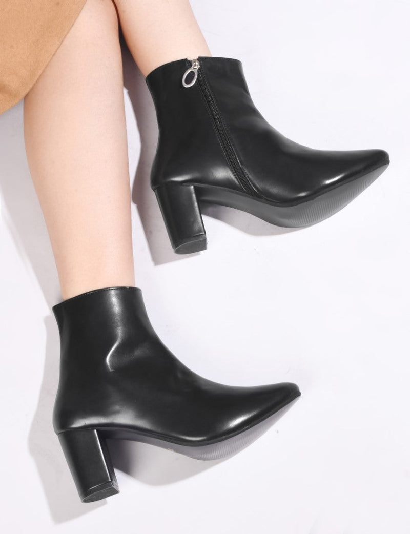 JM Looks Women's Pointed Toe Block Heel Ankle Boots - 2