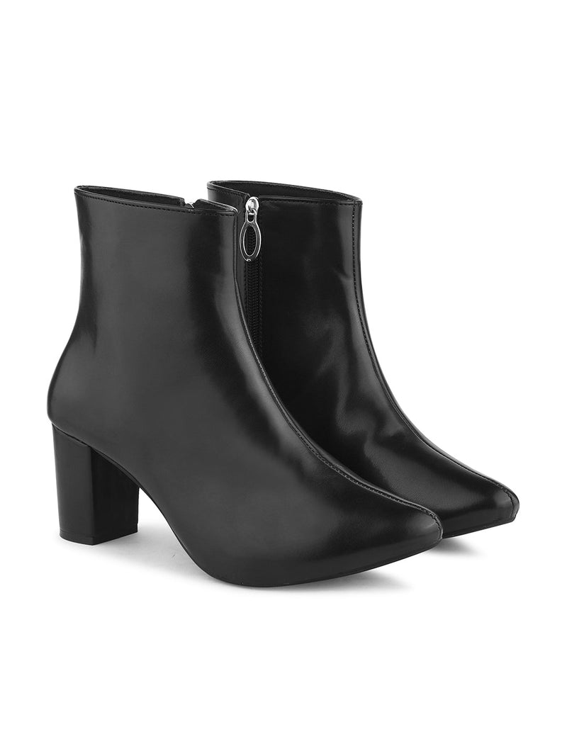 JM Looks Women's Pointed Toe Block Heel Ankle Boots - 5