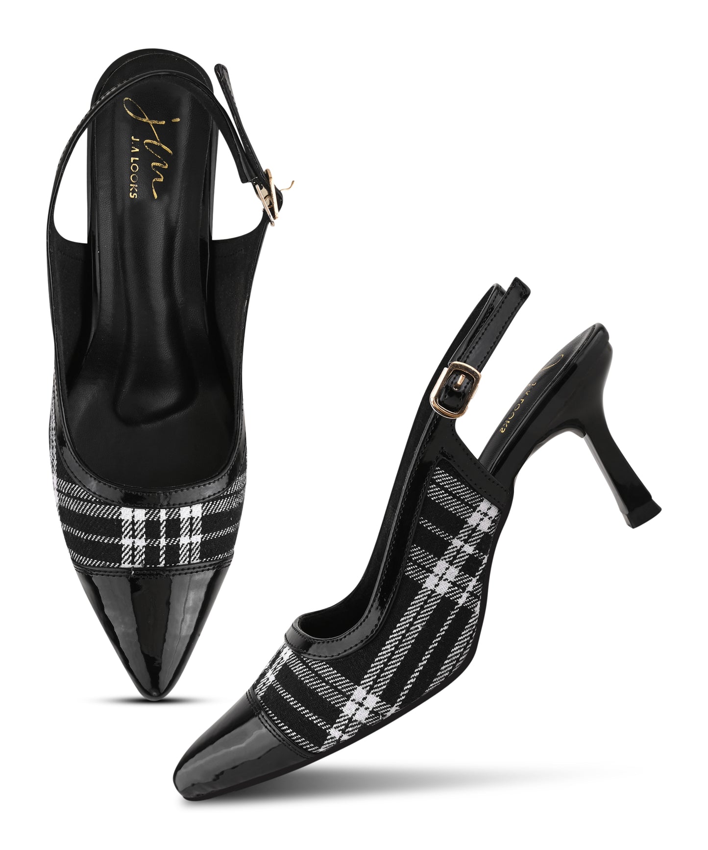 Checked Elegance Pointed Heels