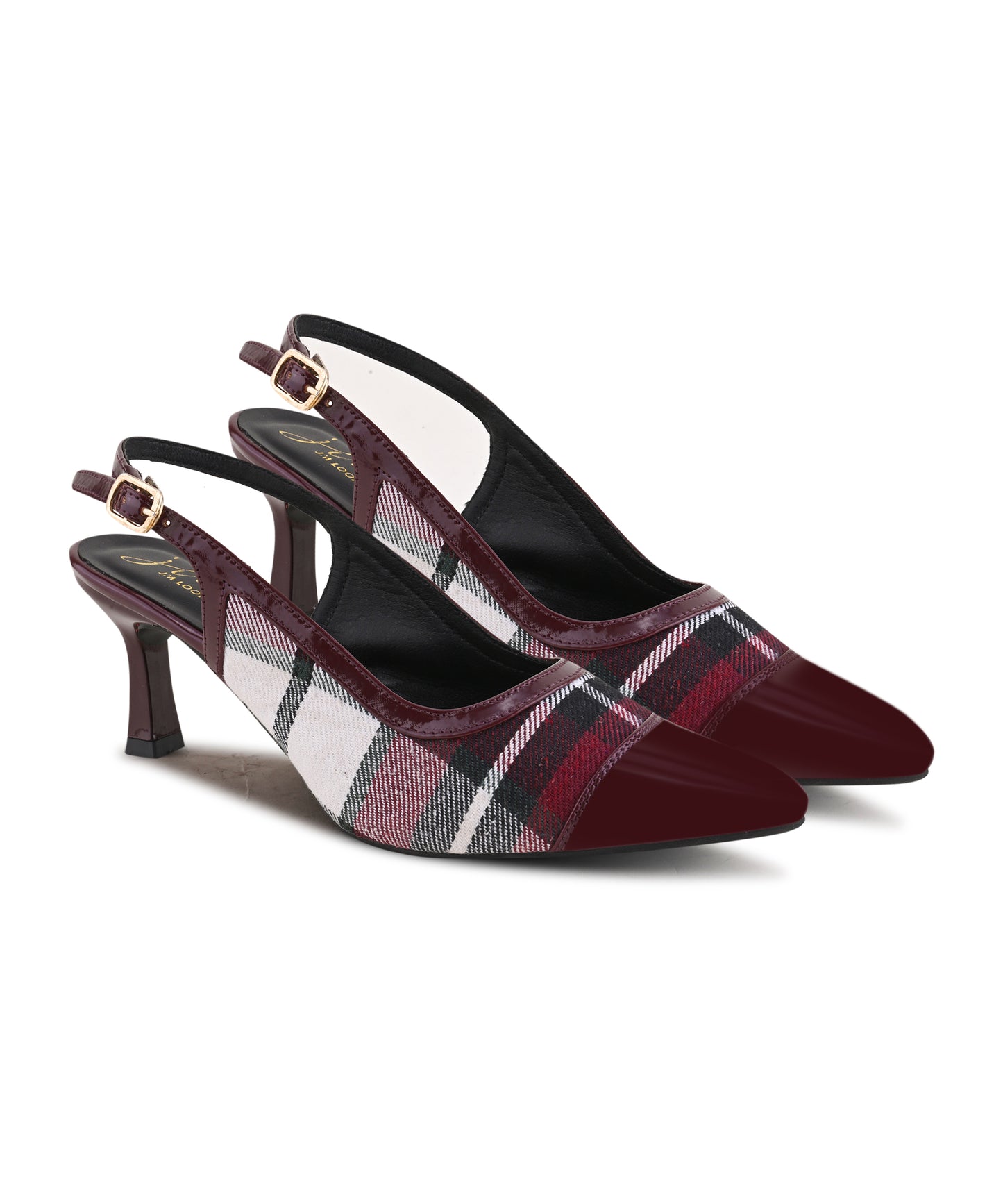 Checked Elegance Pointed Heels