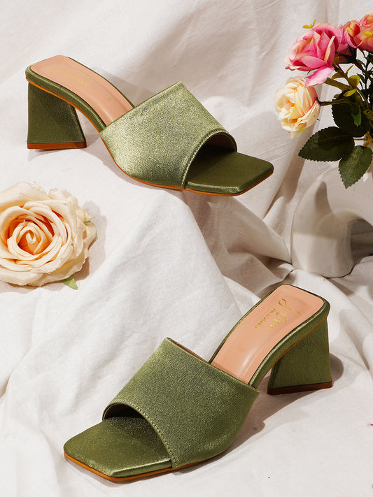 Synthetic Strap Block Heel Sandals for Women & Girls at JM LOOKS Green