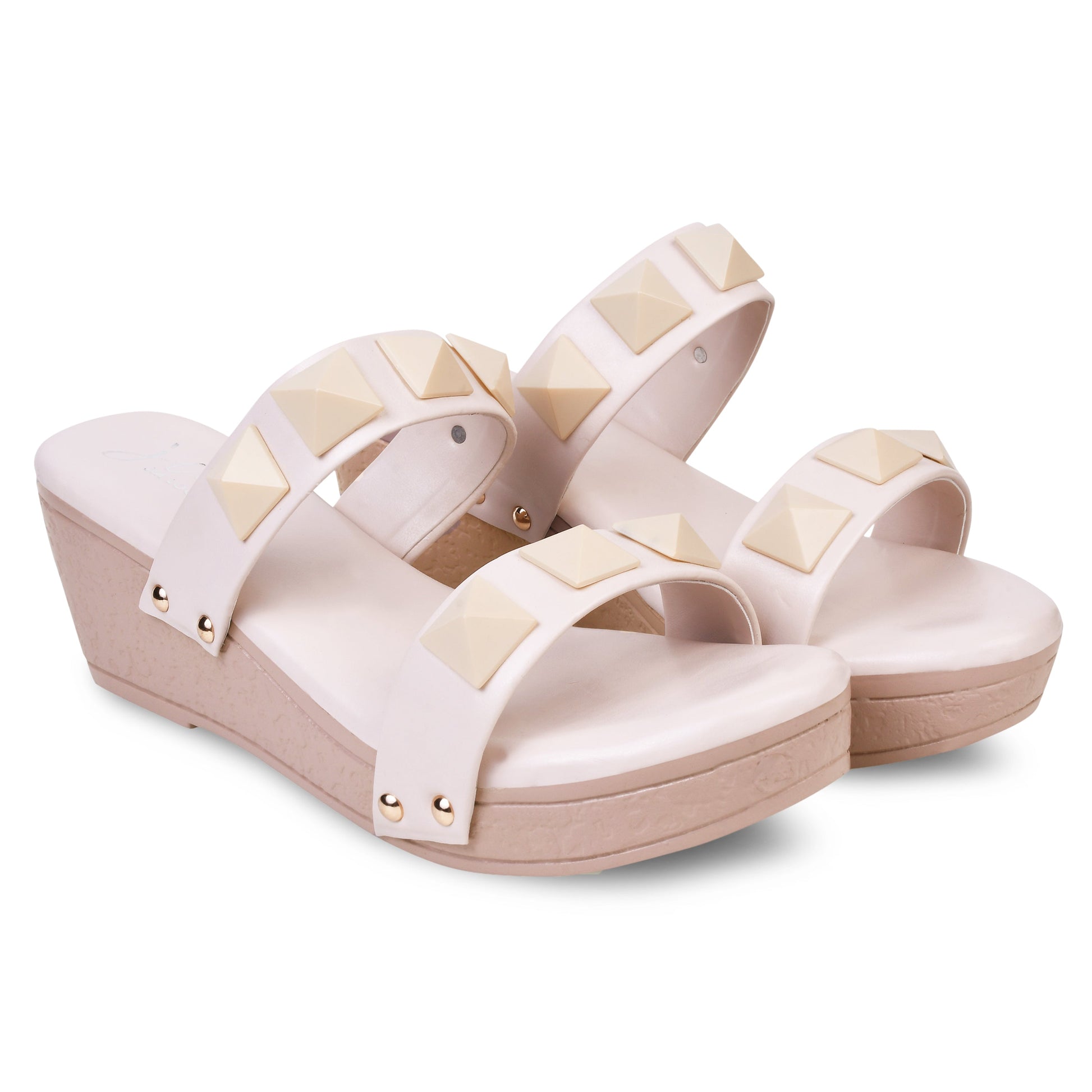 Buy Online Open-Toe Slip-On Wedges - Perfect for Women and Girl Cream