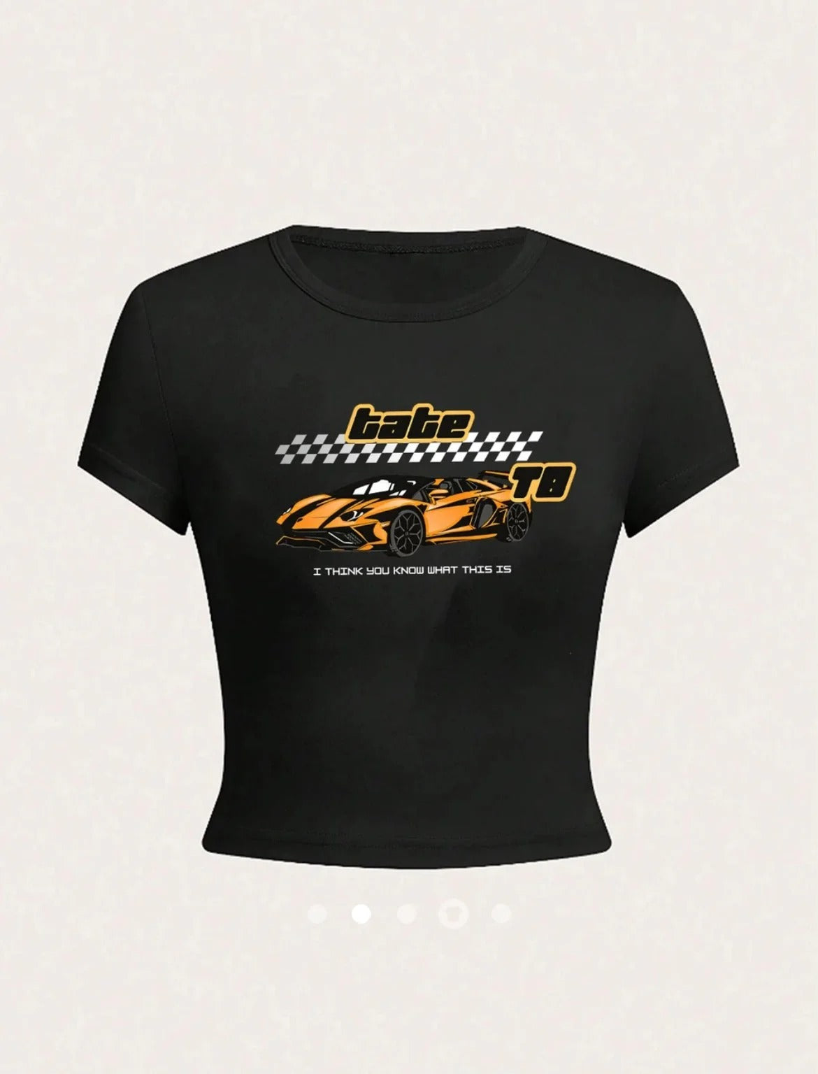 JM Looks Women Black Automotive Graphic Crop T-Shirt – Sports Car Print
