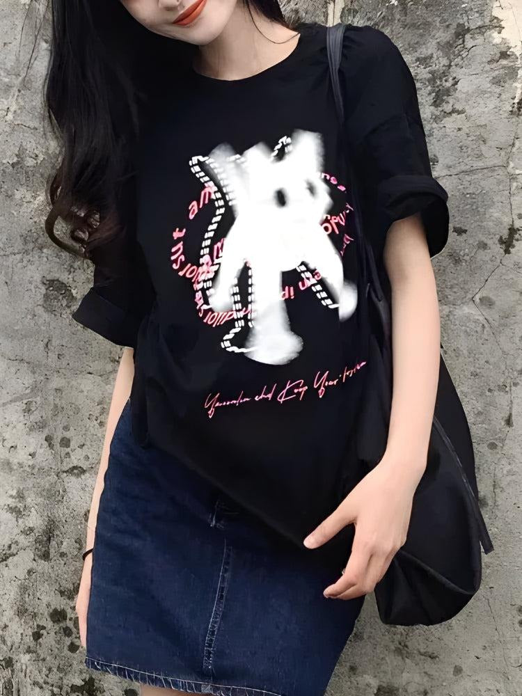 Black Oversized Graphic Printed T-Shirt