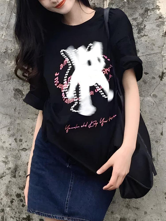 Black Oversized Graphic Printed T-Shirt