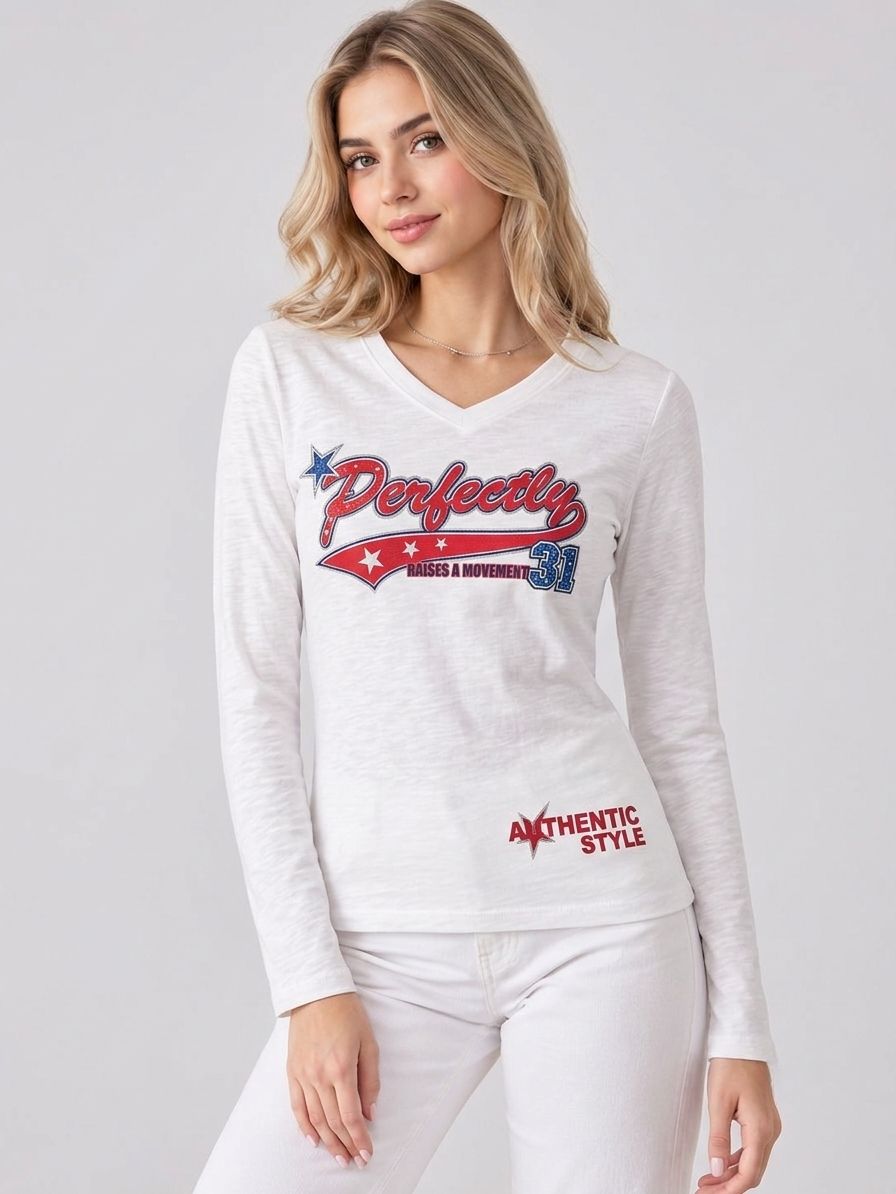 White Long Sleeve Vintage Graphic Tee