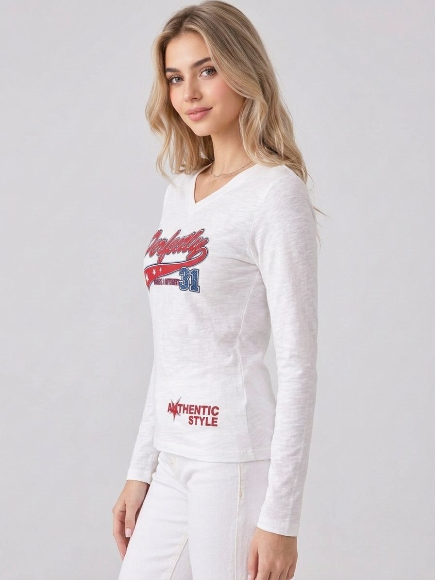 White Long Sleeve Vintage Graphic Tee