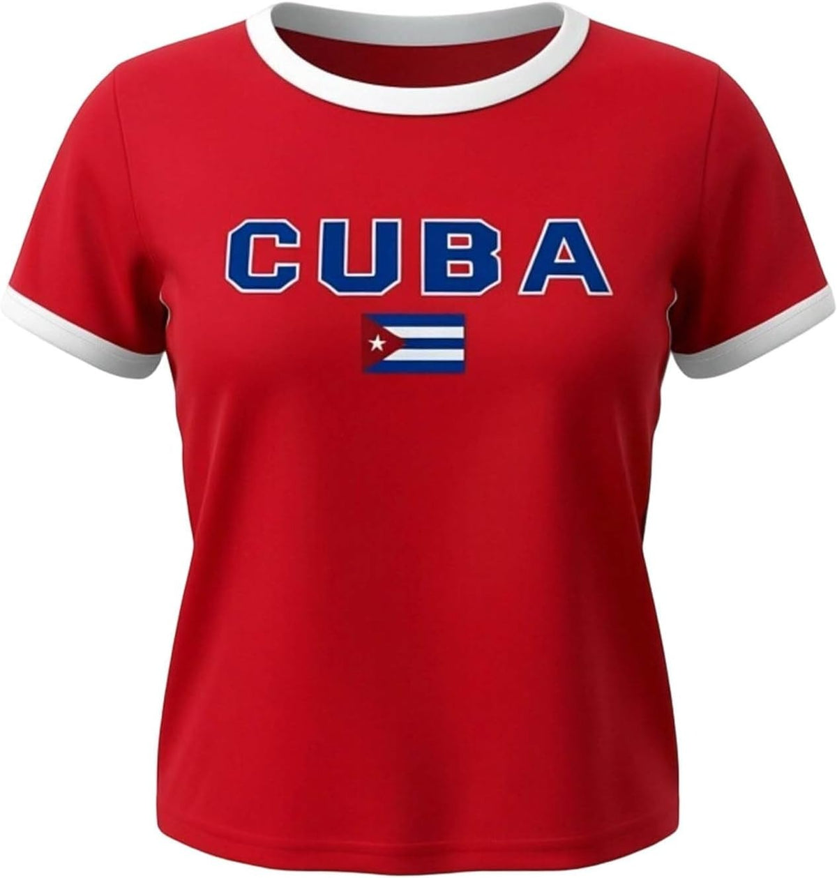 Red Cuba Graphic Ringer Crop Top