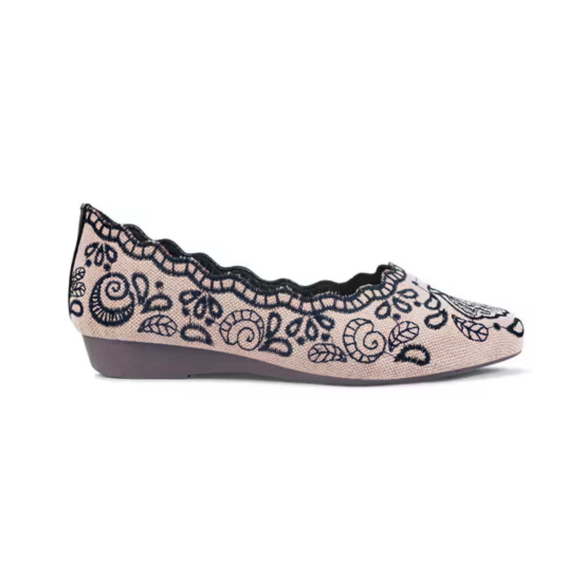 JM Looks Women Blue Embroidered Slip-On Ethnic Ballet Flats Jutti 