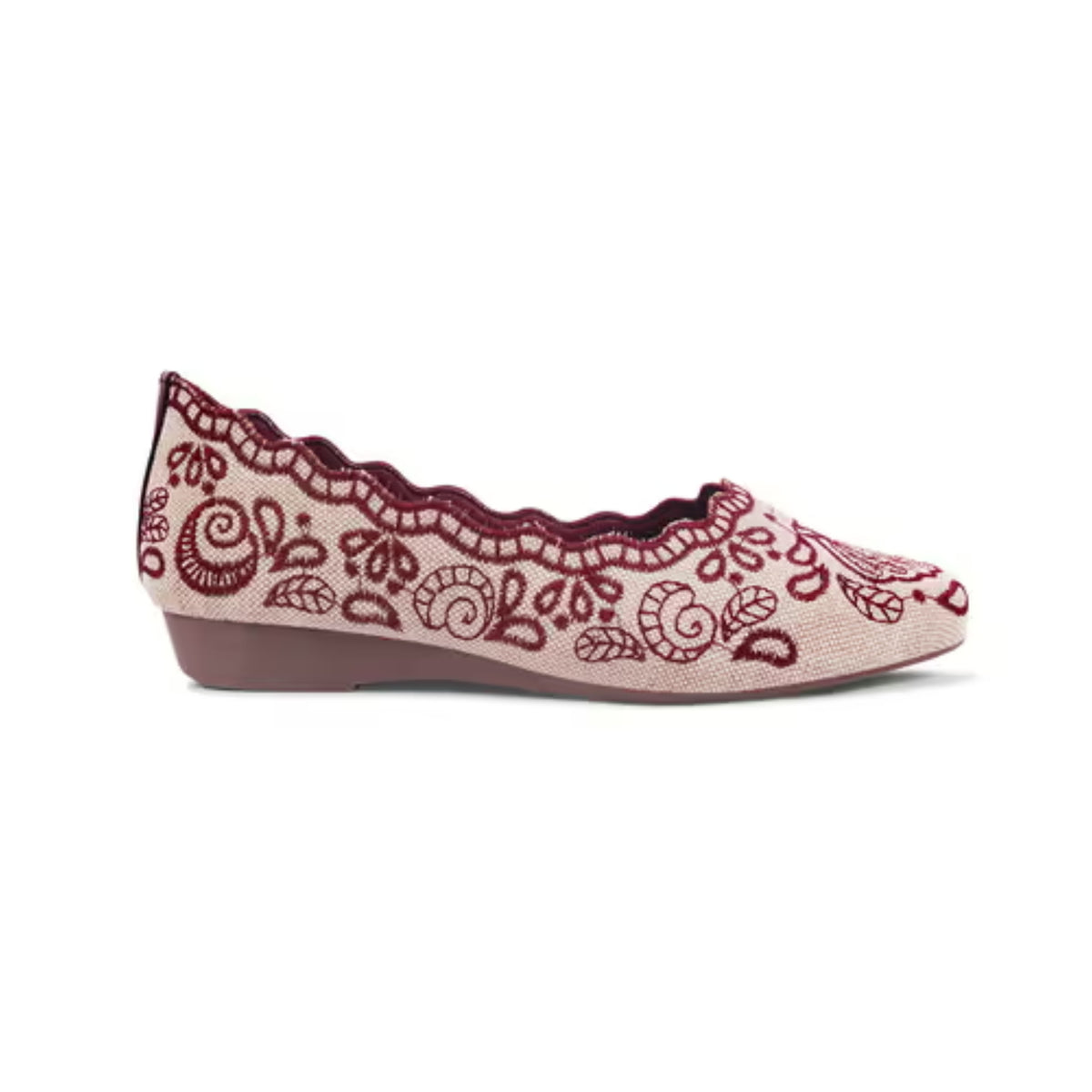 JM Looks Women Cherry Embroidered Slip-On Ethnic Ballet Flats Juttis