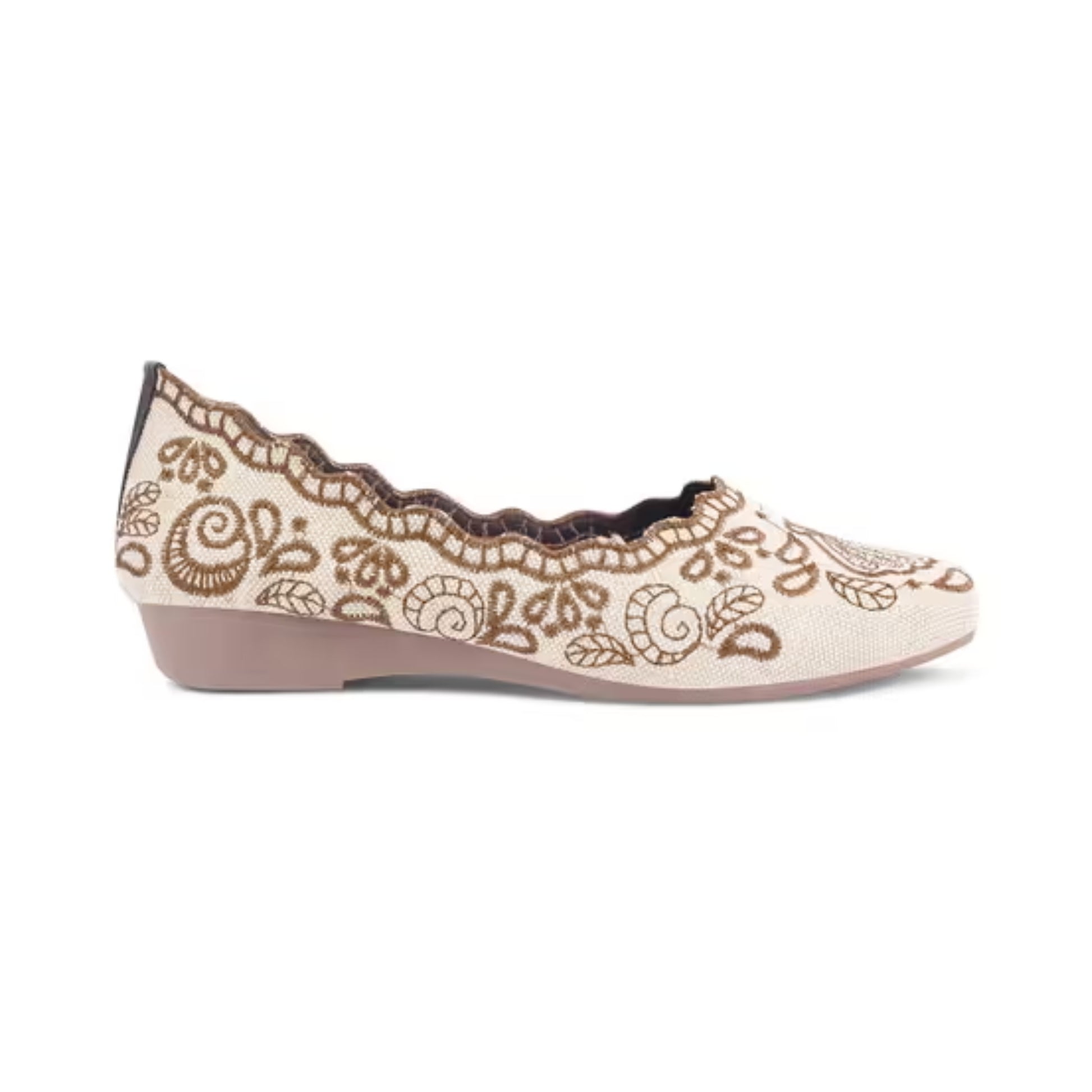 JM Looks Women Brown Embroidered Slip-On Ethnic Ballet Flats Juttis