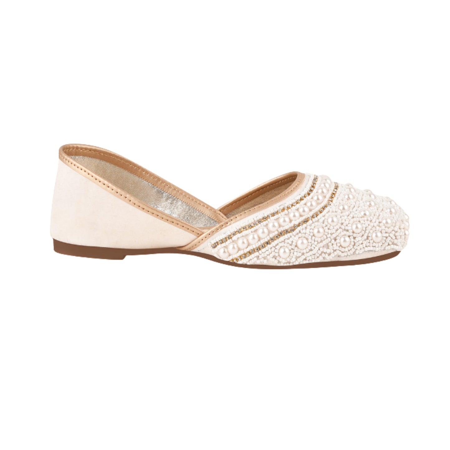 Women and Girls Ethnic Embellished Square Toe Mojaris at JM LOOKS White
