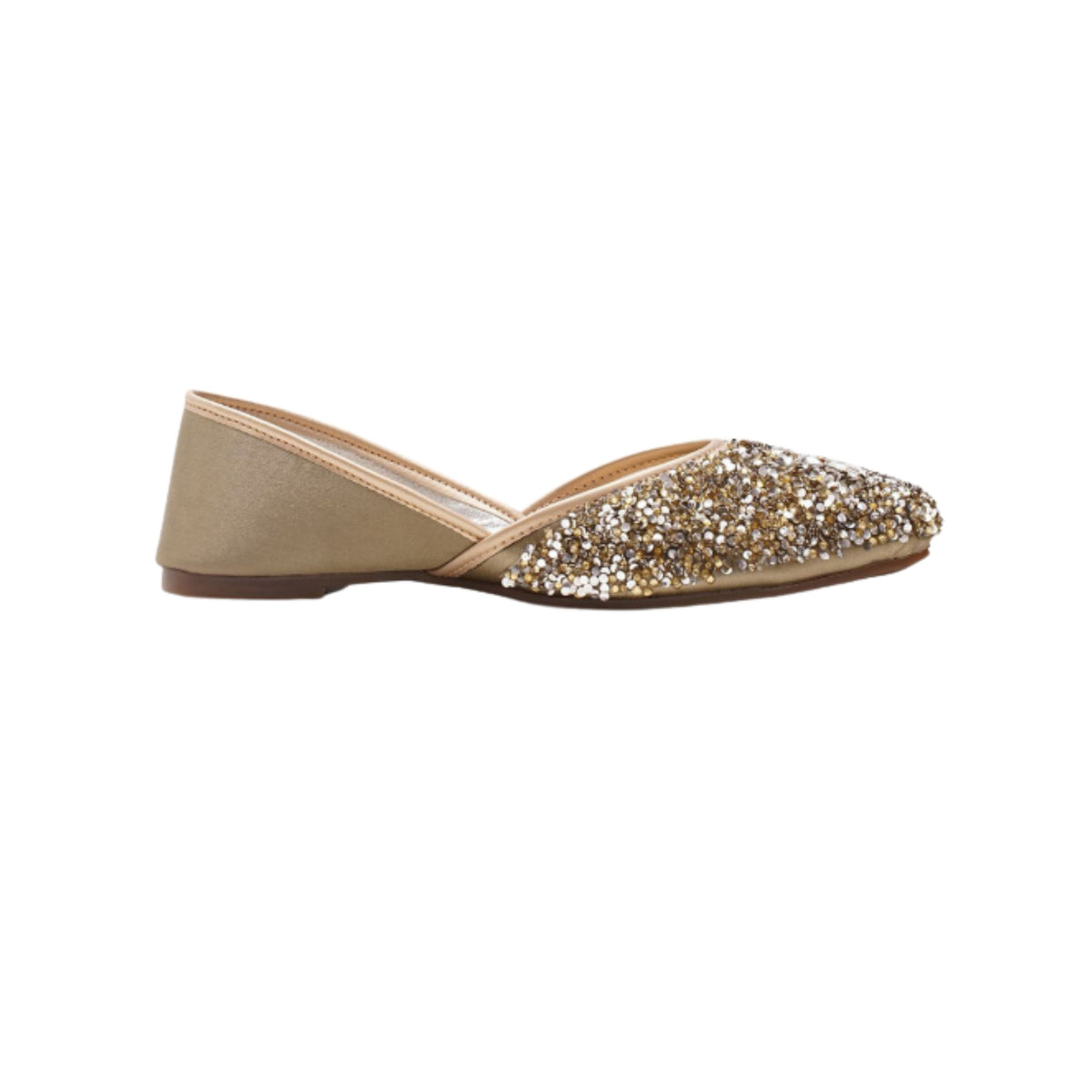 traditional Embellished Slip-On glitter jutti for women floral motif Green