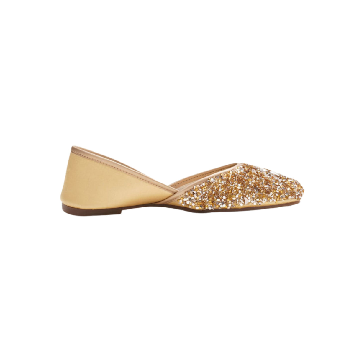 traditional Embellished Slip-On glitter jutti for women floral motif Golden