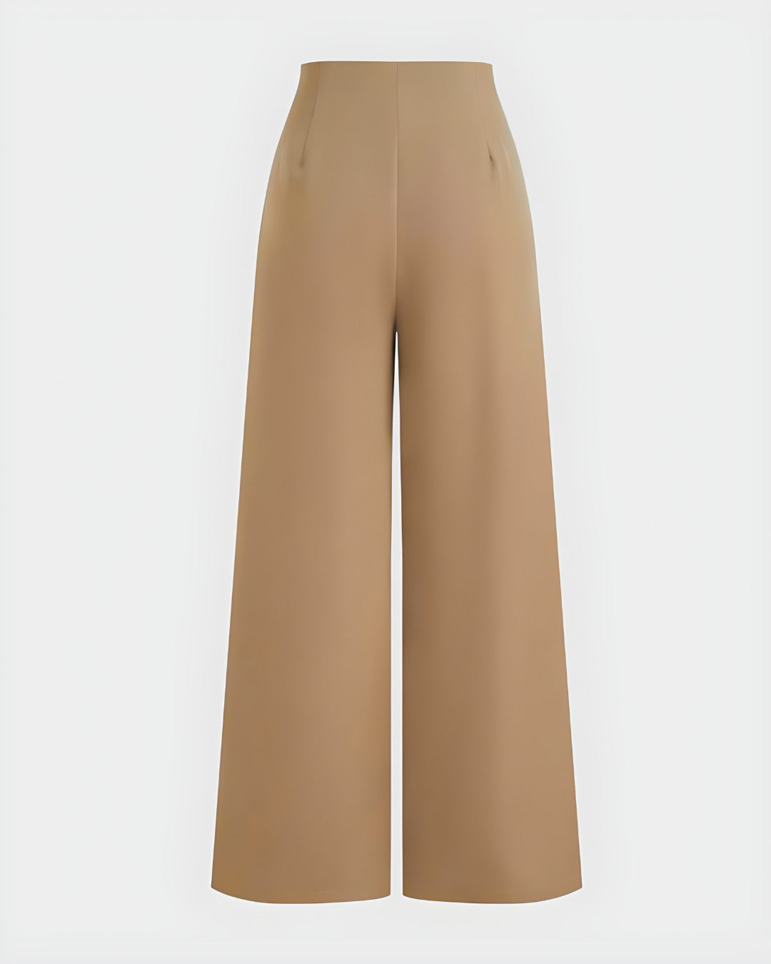 Wide leg pleated trousers in beige, high waisted with button closure, soft front pleats, flowy drape