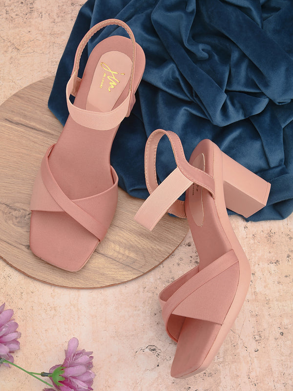 Shop Now Chunky Sandals with Ankle Strap  for Women's & Girls at JM LOOKS Peach