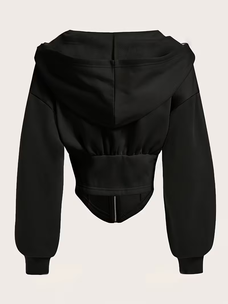 Drop Shoulder Zip Up Hoodie