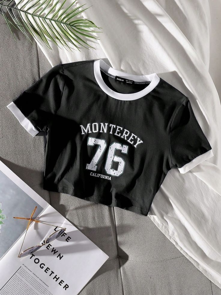Casual Short Sleeve T-Shirt with Printed Letters