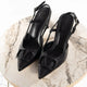 Typographic Applique Slingback Kitten Heels in Black / 36