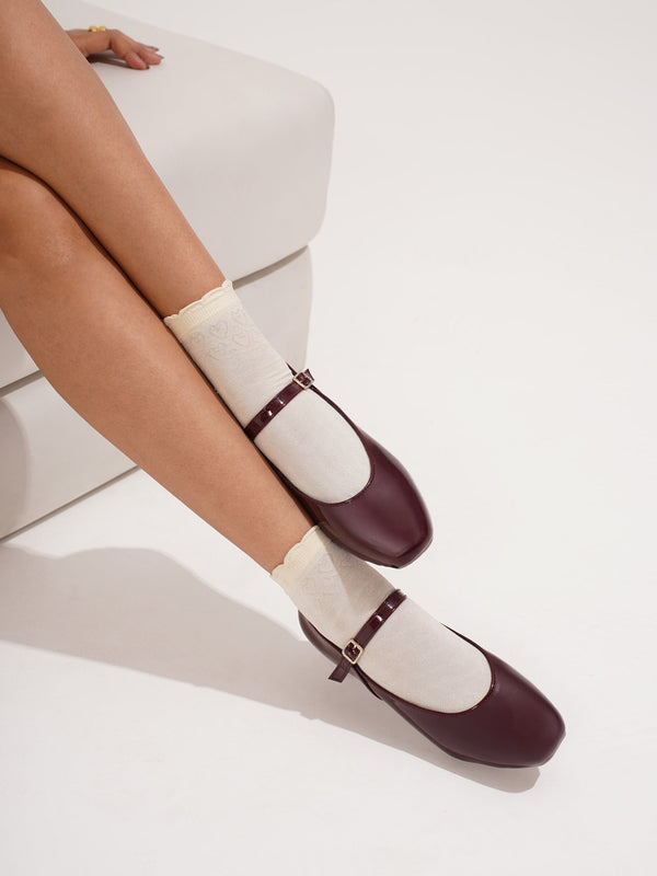 mary jane flats maroon