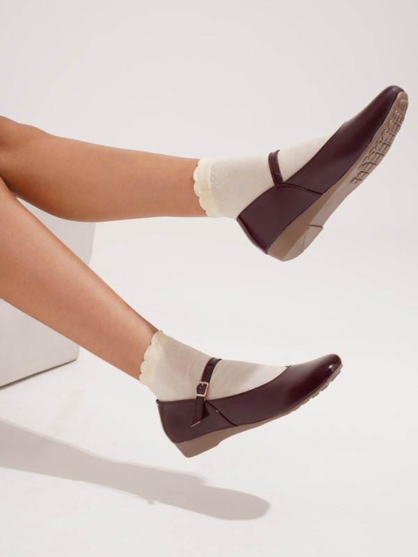 mary jane flats maroon