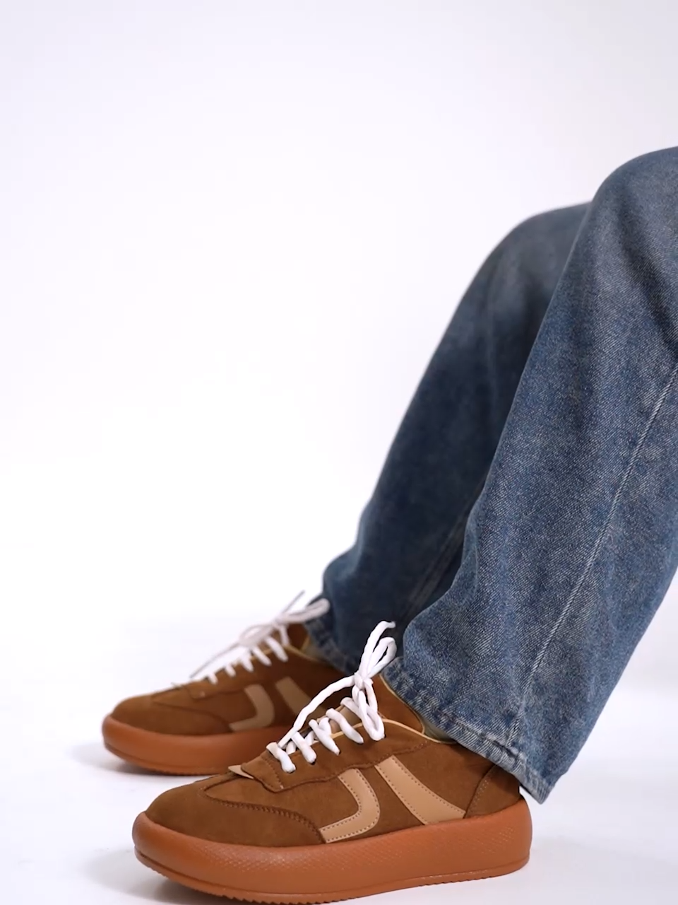 Retro-style sneakers for women and girls by Jm Looks with bold design Brown
