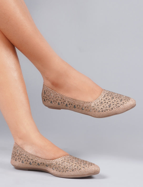 Embellished Cut-Work Pointed-Toe Ballerinas: Flats for Women & Girls Sultan